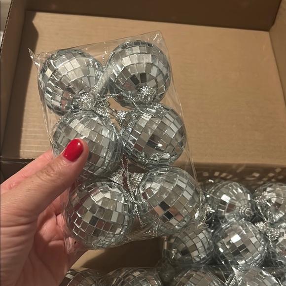 Set of Silver Disco Ball Ornaments - Picture 2 of 5